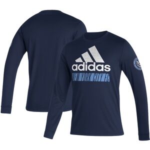New York City FC adidas Vintage AEROREADY Long Sleeve T-Shirt - Navy
